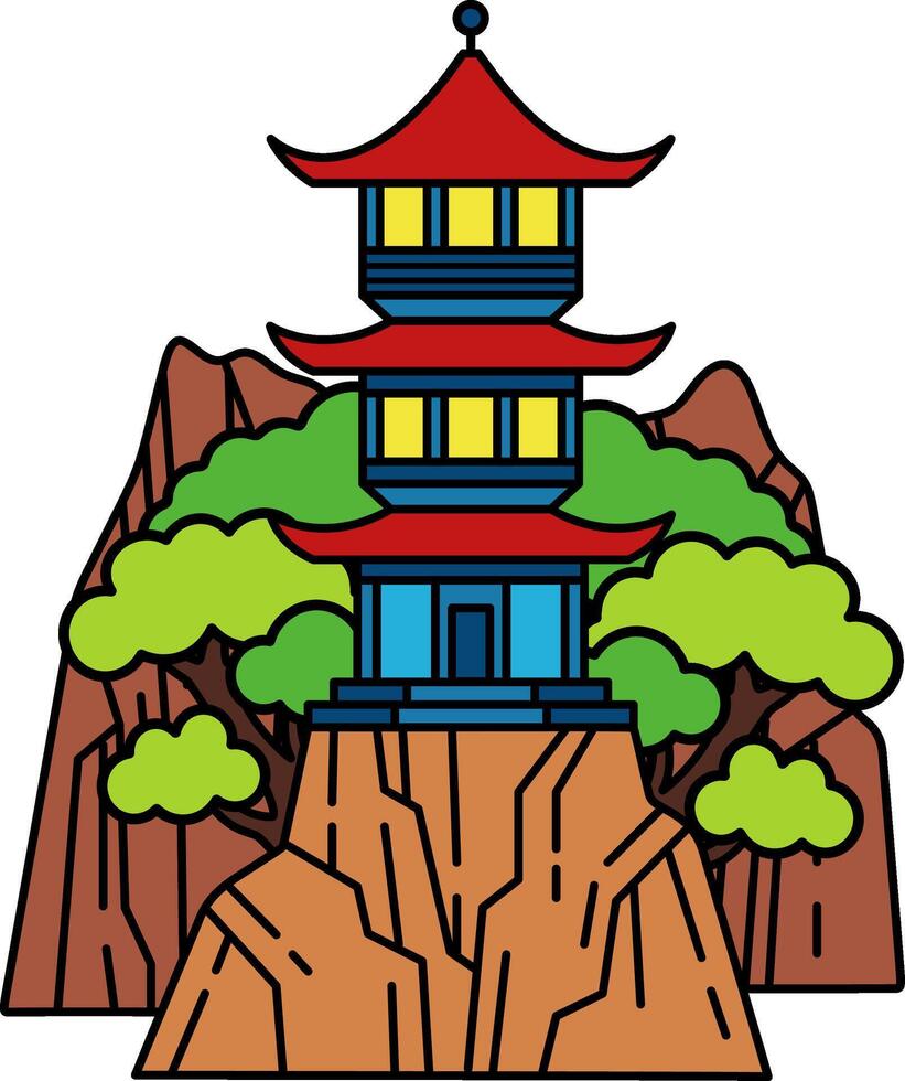 isolate illustration of a traditional chinese pagoda vector
