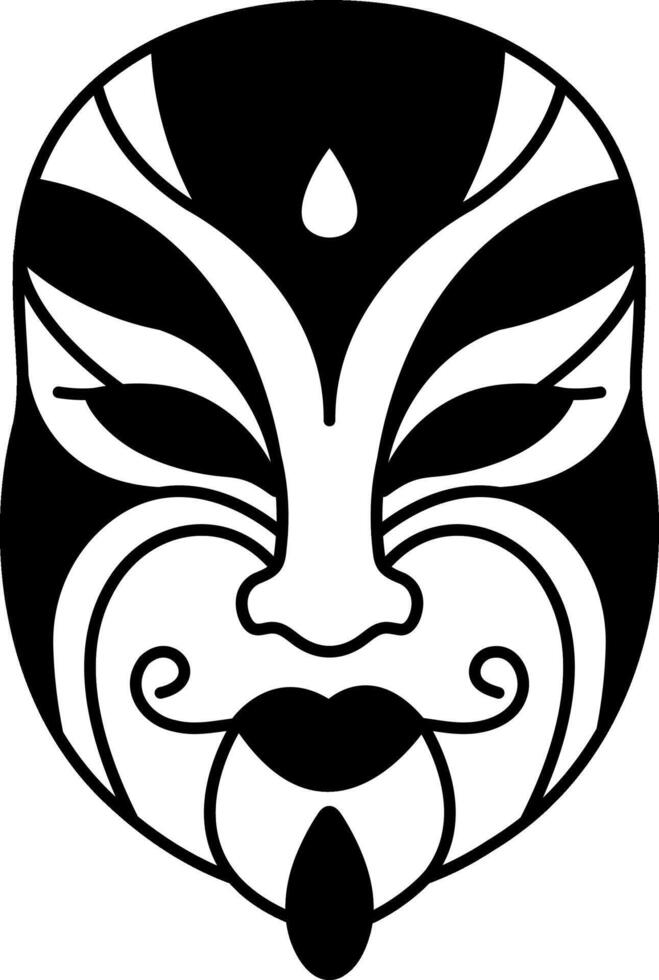 black and white isolate illustration of a bian lian chinese face mask vector