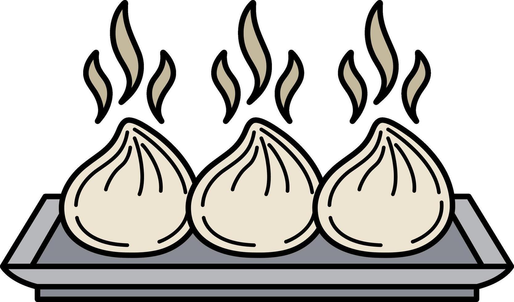 Steamed buns on a tray vector