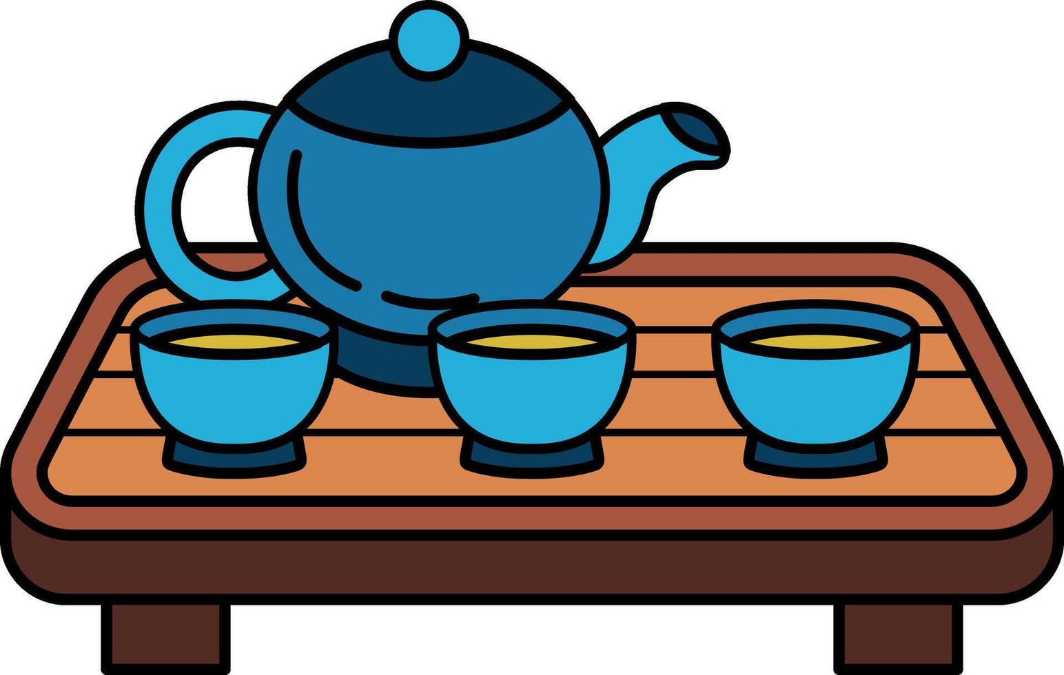 isolate illustration of chinese tea pot set vector
