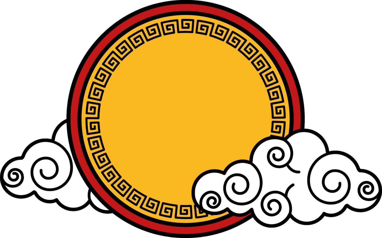 isolate illustration of a traditional chinese circle badge vector