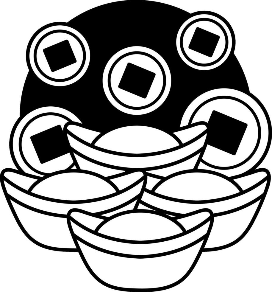 black and white isolate illustration of ancient chinese money vector