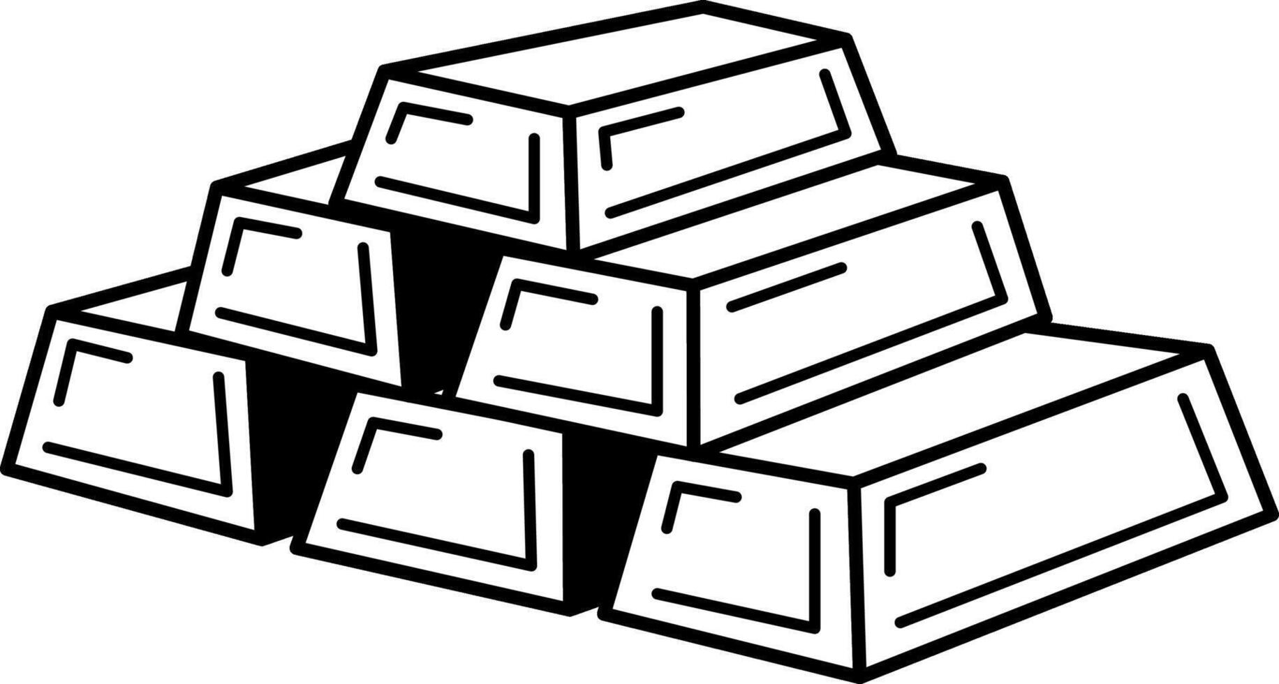 isolate black and white illustration of a gold bars vector