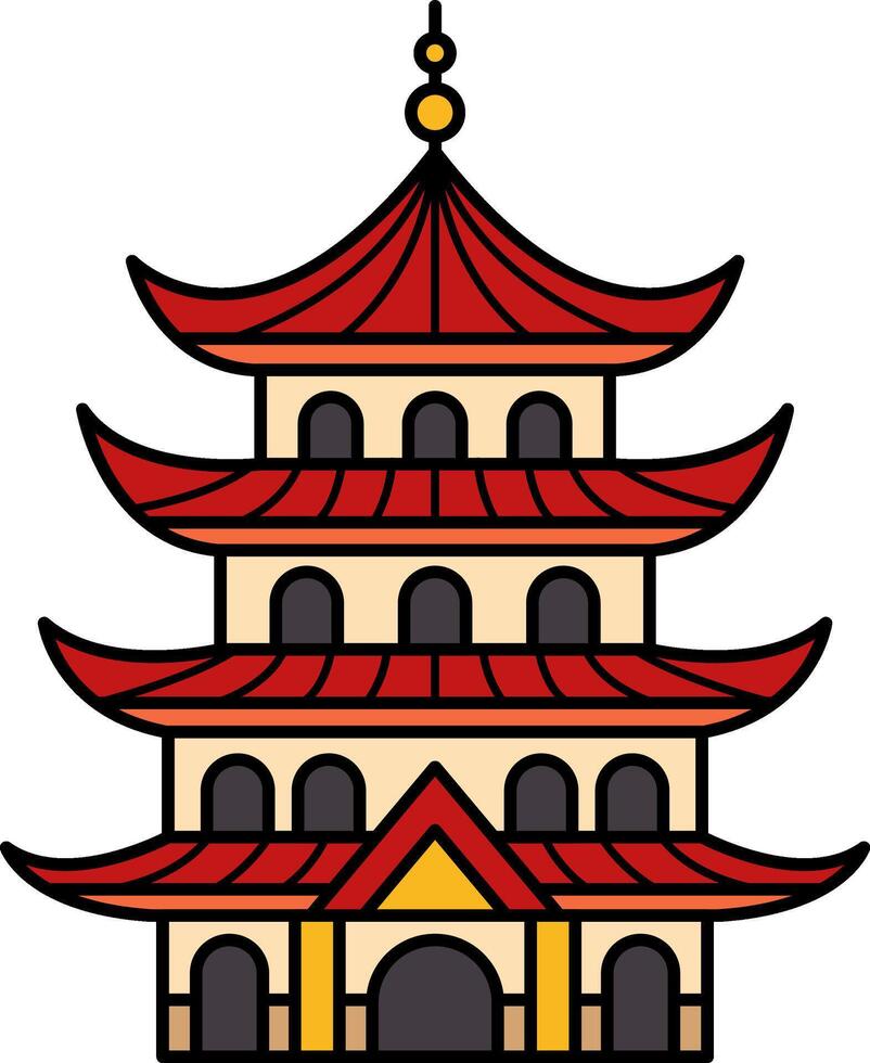 isolate illustration of a chinese pagoda vector