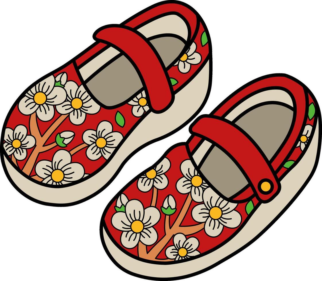 isolate illustration of a traditional Chinese woman shoes vector