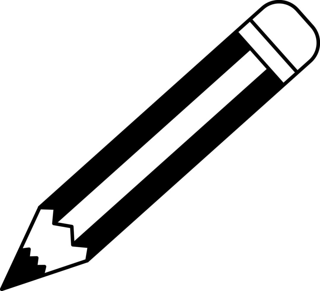 black and white illustration of a pencil vector