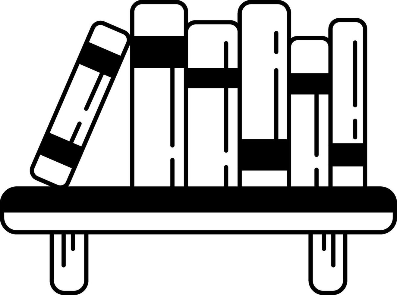 black and white illustration of a row of books on a shelf vector