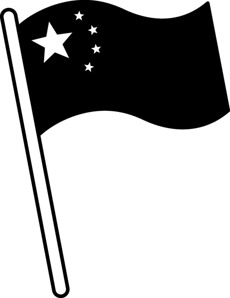 black and white illustration of a Chinese flag vector