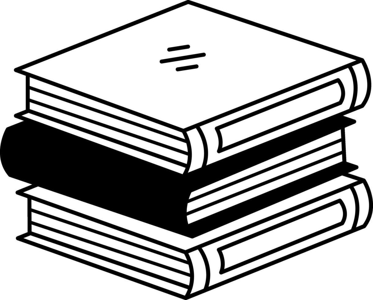 black and white illustration of three books stacked on top of each other vector