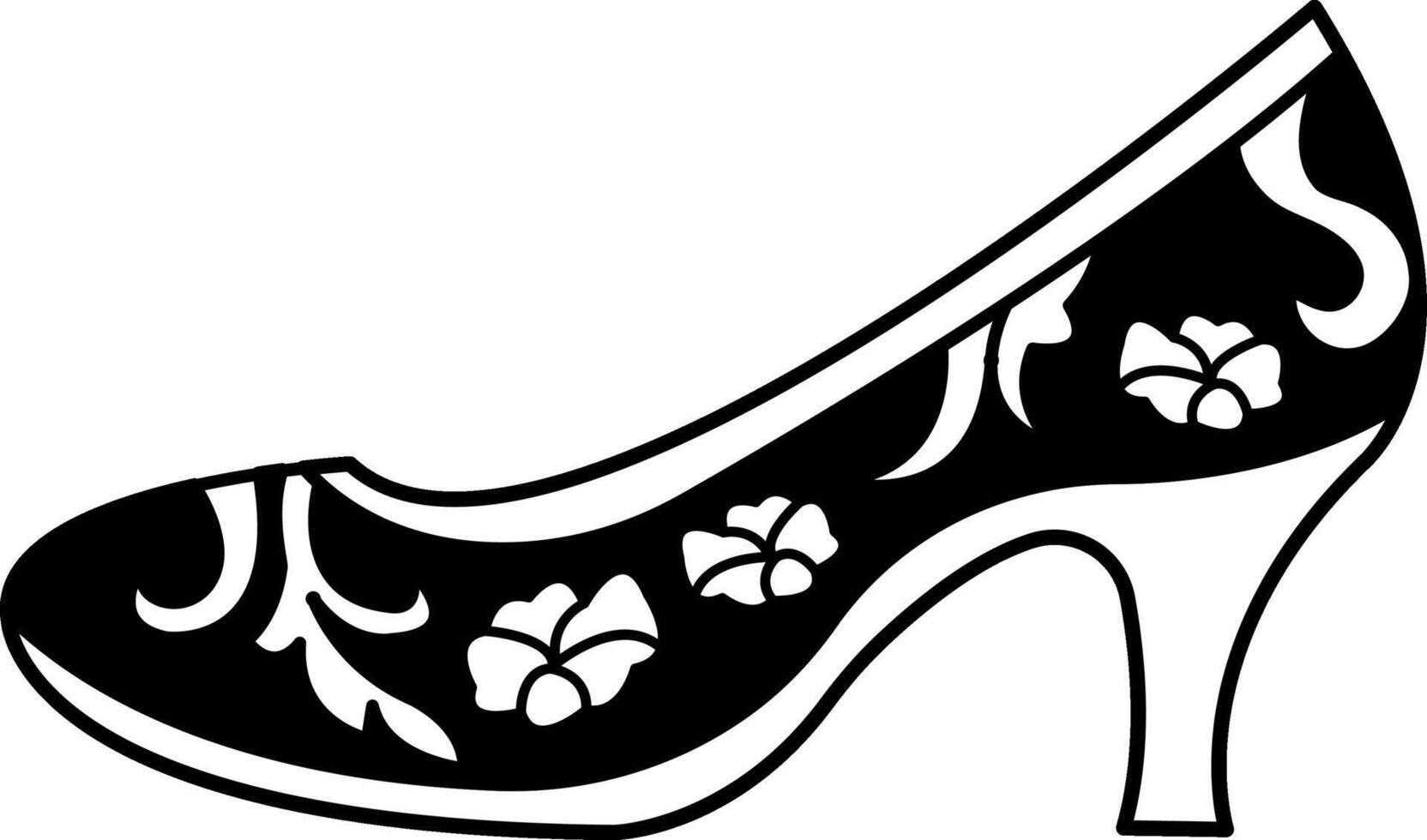 black and white illustration of a traditional chinese shoes vector