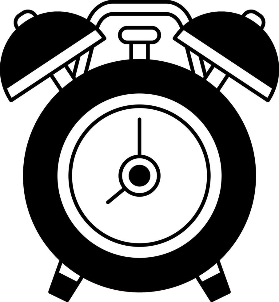 black and white illustration of an alarm clock vector