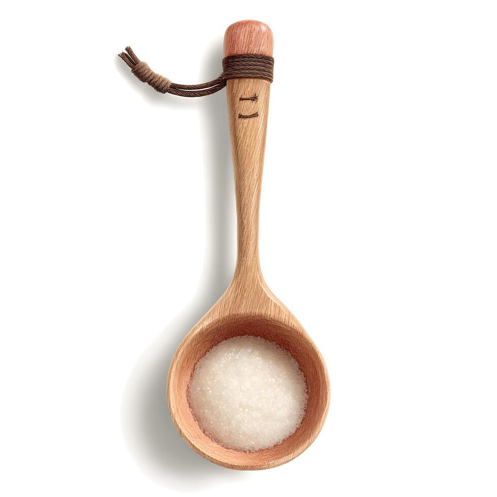 A wooden spoon with salt in it photo
