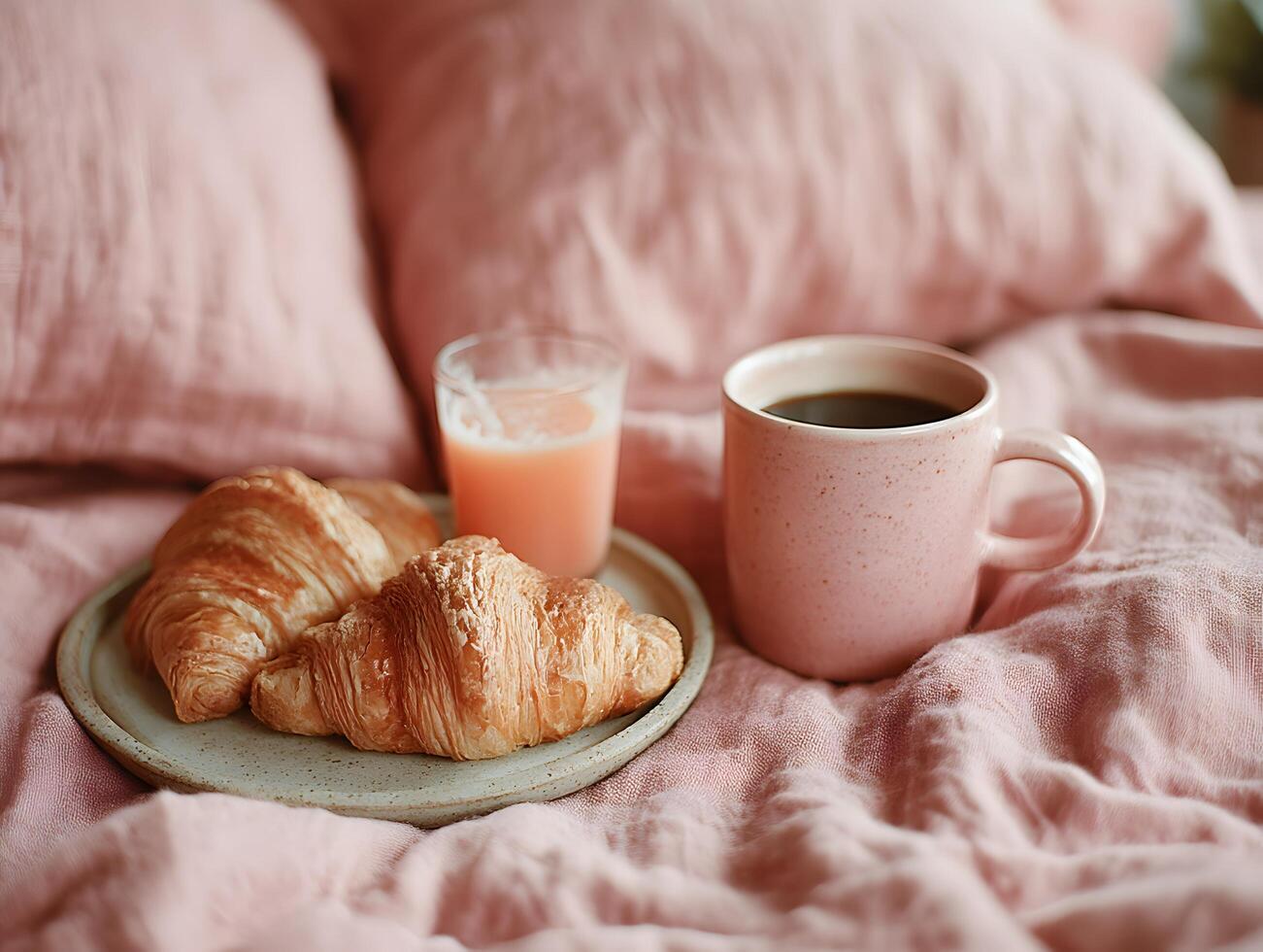 A plate with croissants and a cup of coffee photo