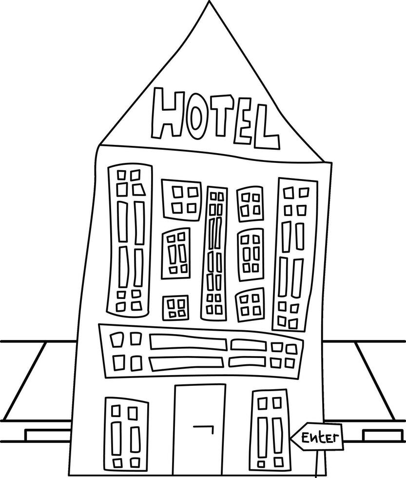 Fun Kids Drawing House Business Building Design Architecture City Cartoon Coloring Activity vector
