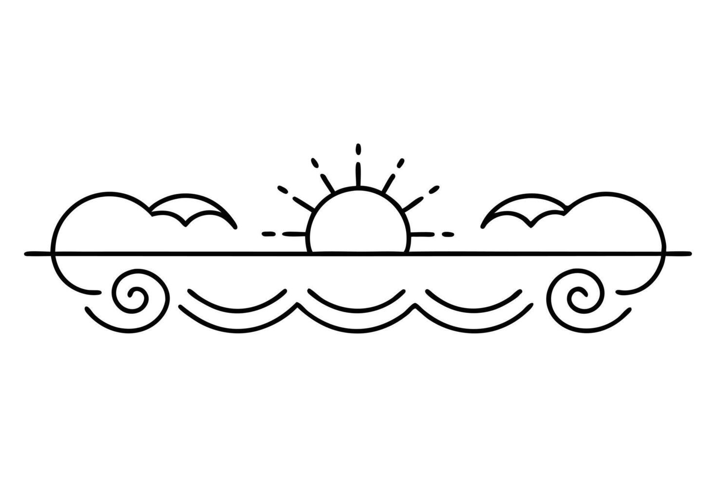 Sunset over the sea illustration vector