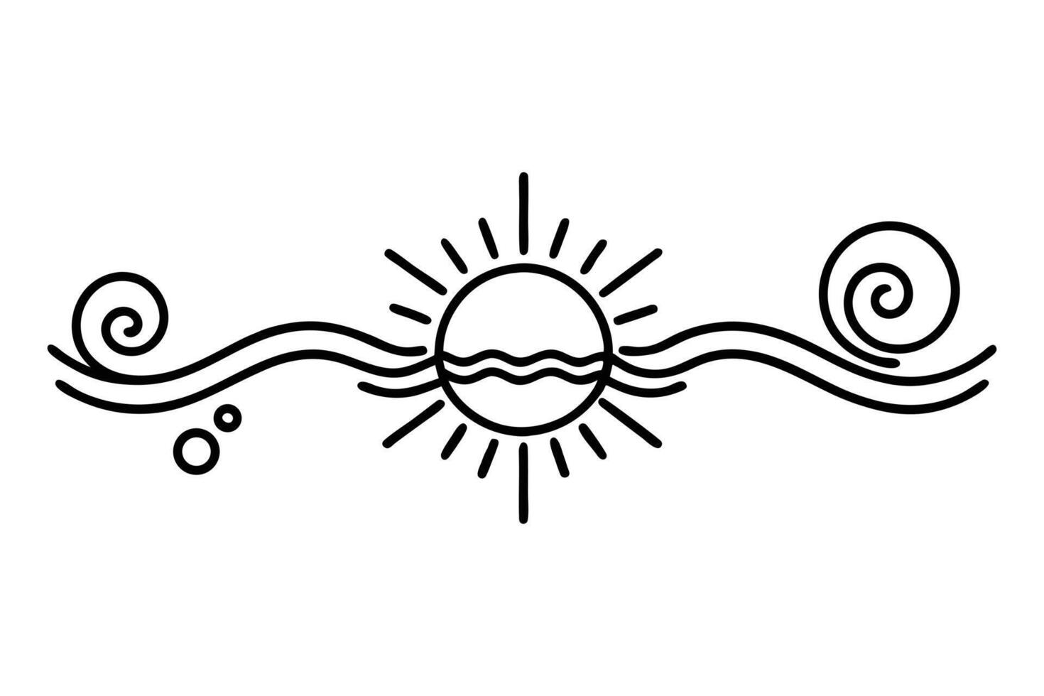 Sun and waves icon illustration vector