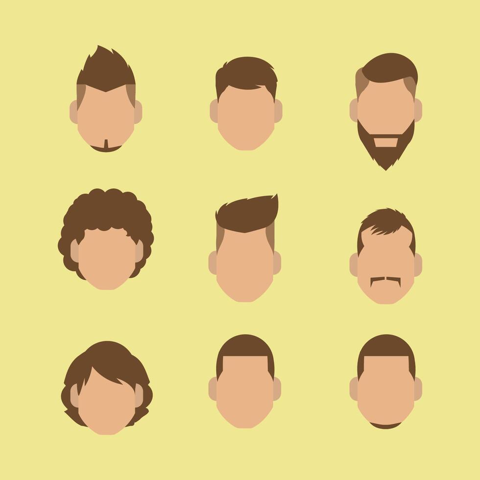 Illustration of a collection of various head shapes and hairstyles vector