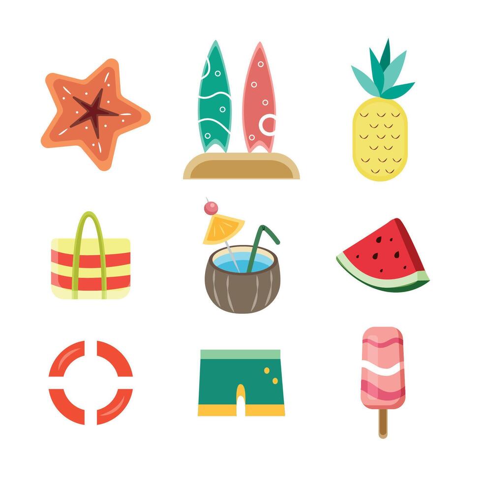 Fun summer illustration for vacation in flat design style vector