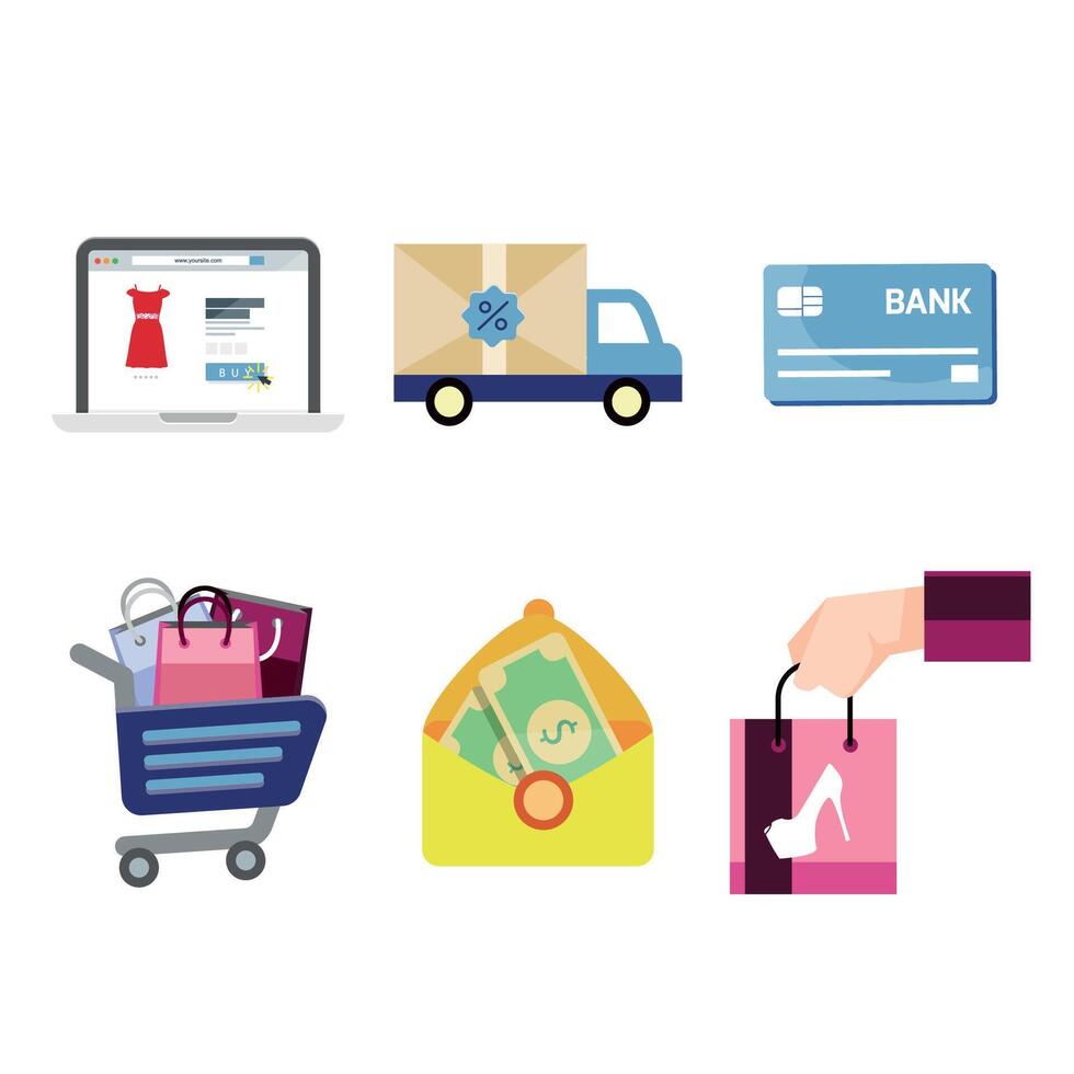 Flat Design Shopping Stuff Collection vector