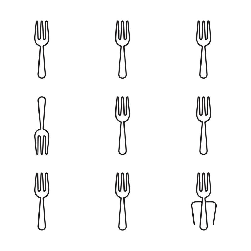 Dining Utensil Icons with Forks and Spoons vector