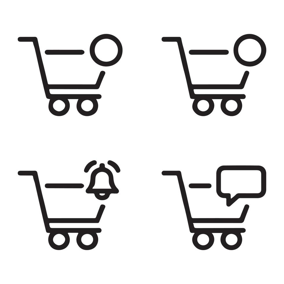 Cart Status Icons with Updates and Reminders vector