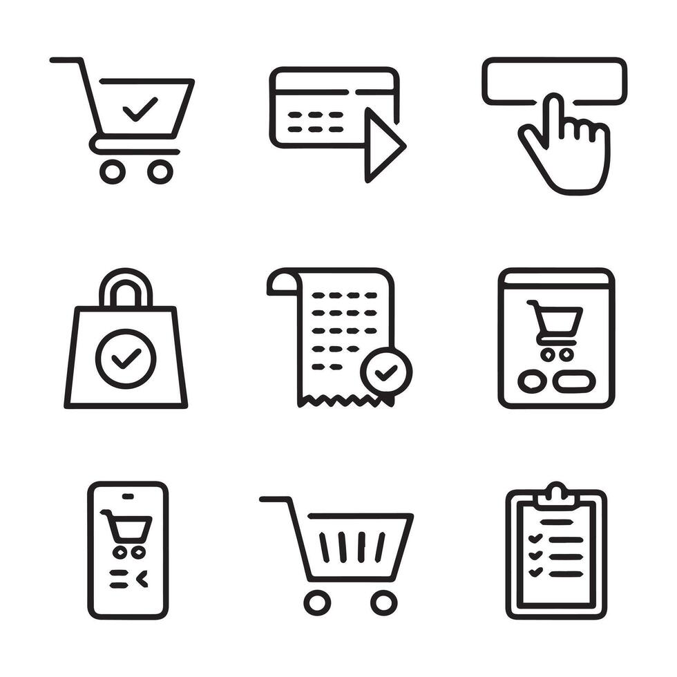 Line Icons for Checkout Steps and Confirmation vector