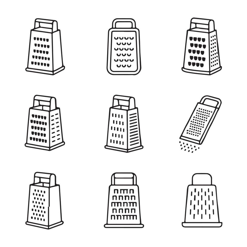 Kitchen Tool Icons with Various Grater Designs vector
