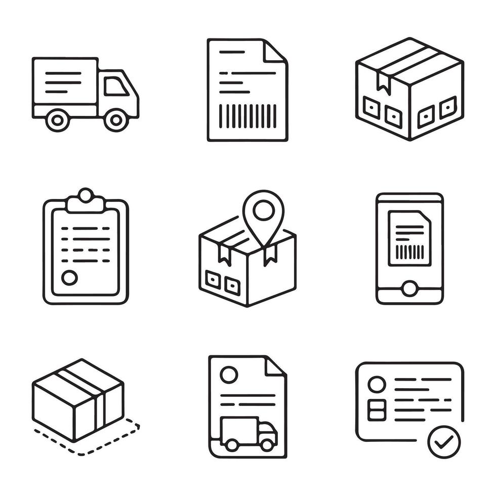 Logistics and Shipping Icons Set for E-commerce vector