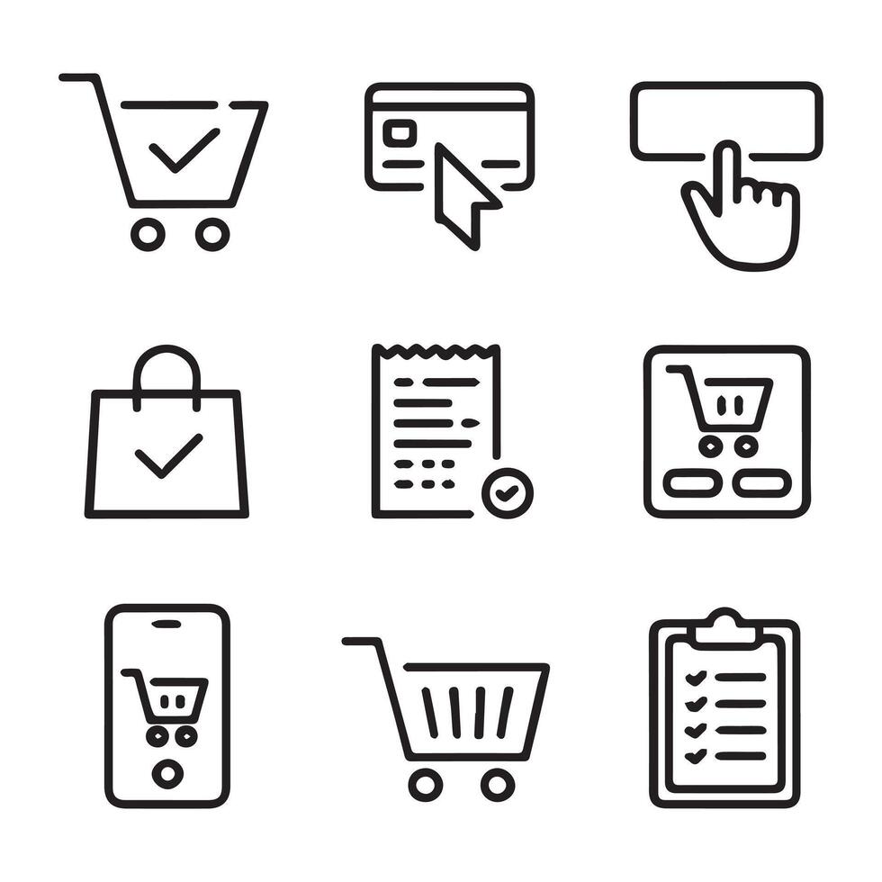 E-commerce Checkout Icons for Online Transactions vector