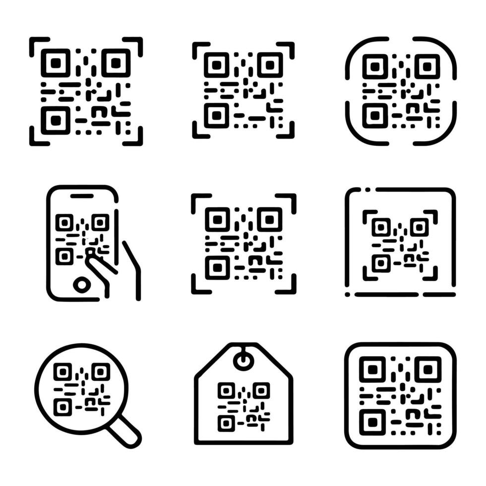 Marketing Icons Set with QR Code Elements vector