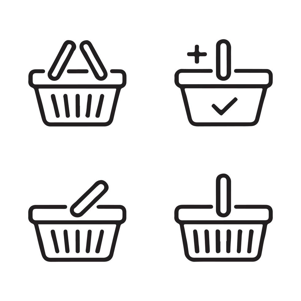 Basket and Buy Icons for E-commerce Design vector