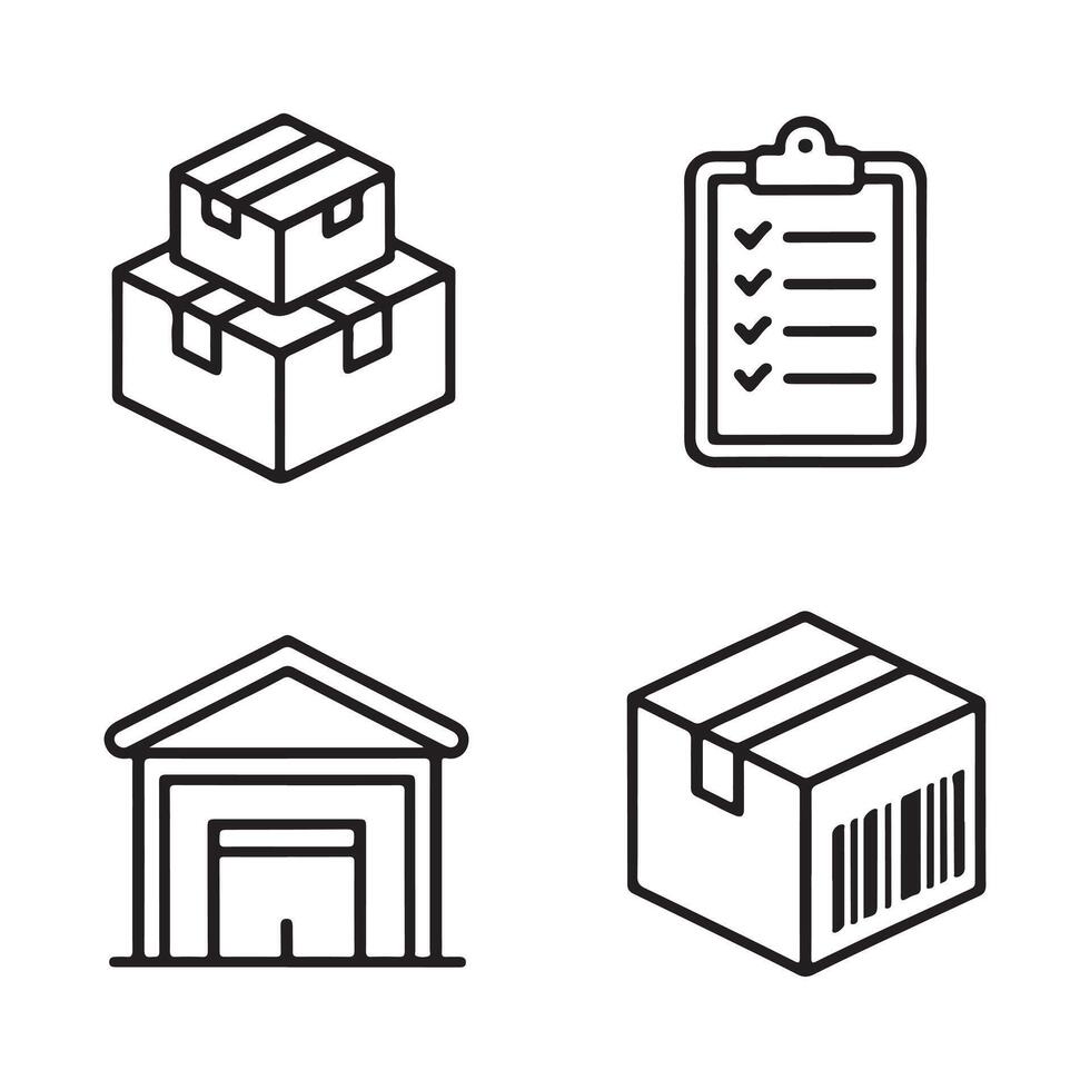 Inventory and Supply Chain Icons for E-commerce vector