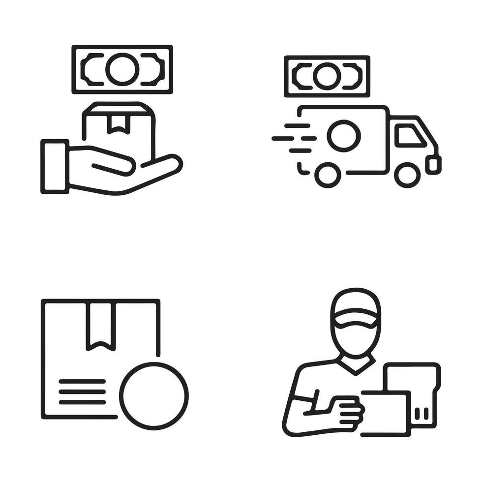 Cash Payment Icons for Shipping and Checkout vector