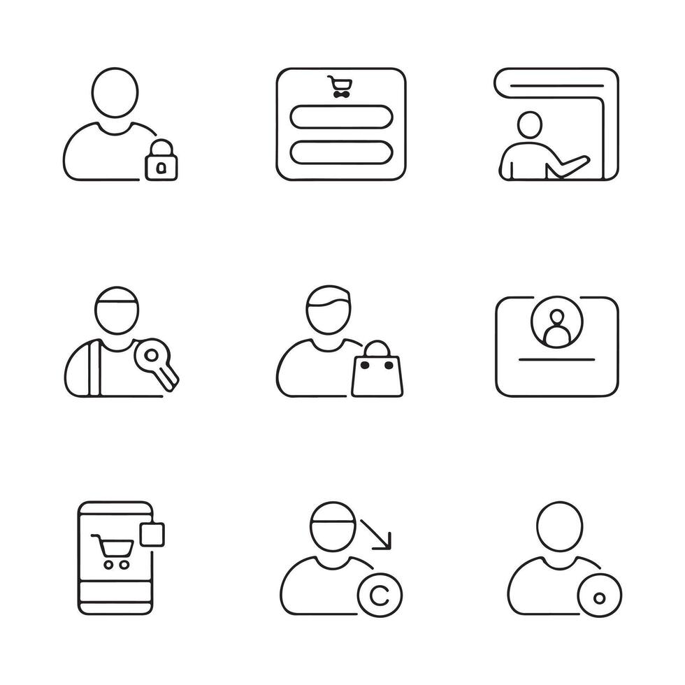 Checkout Icons Set with Sign-In Prompts vector