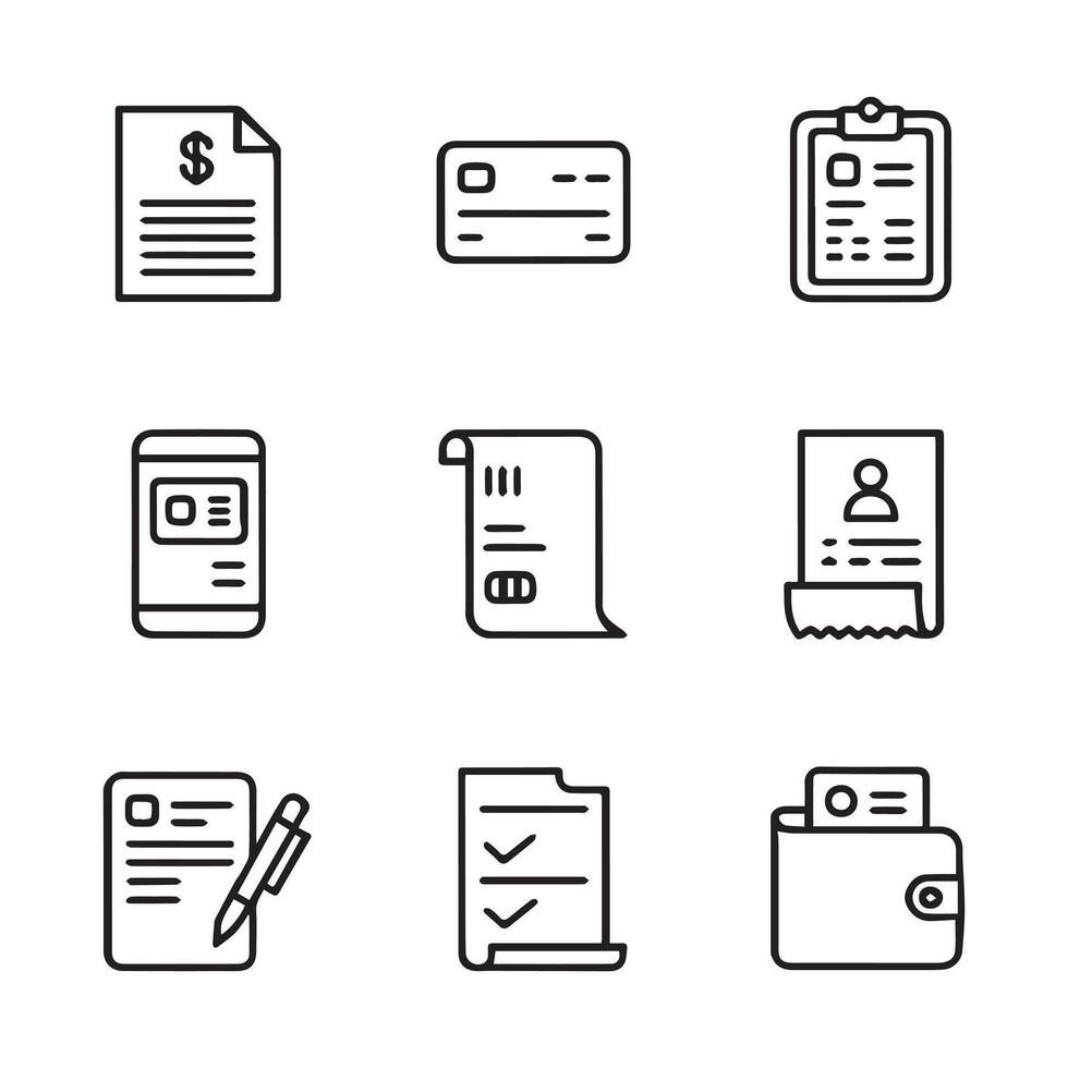 Billing Info Icon Set for Invoices and Payments vector