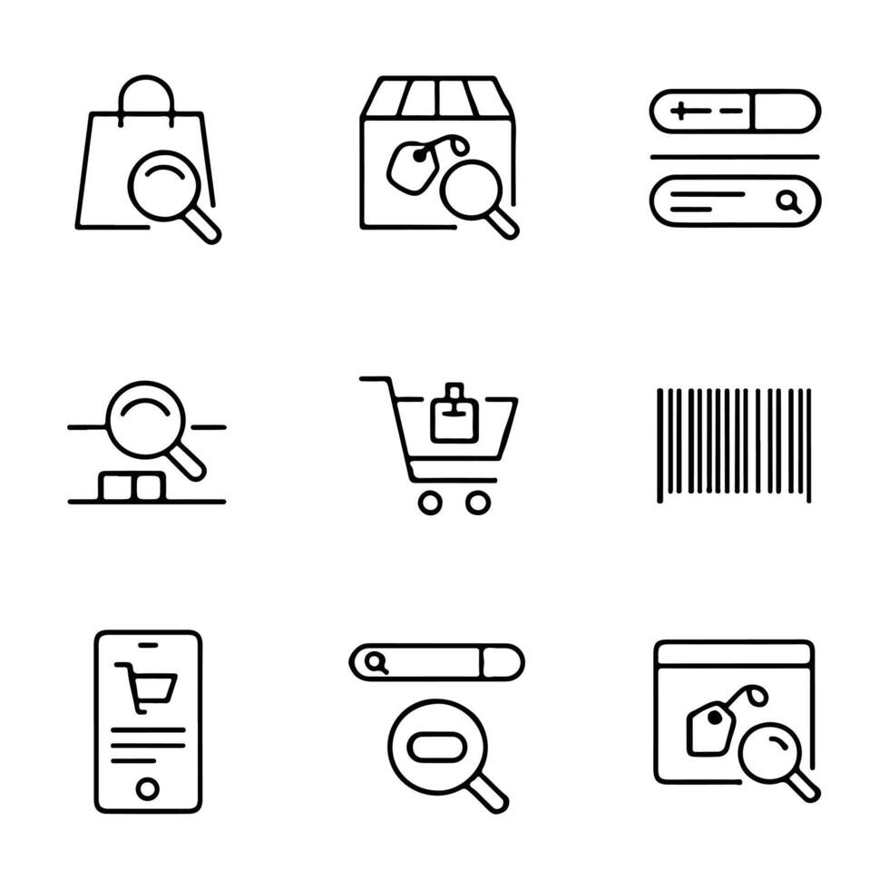 Search Product Icon Set for E-commerce Stores vector