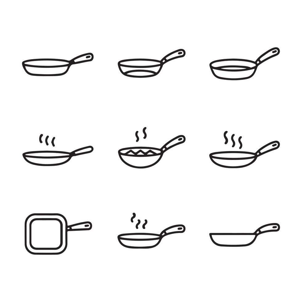 Pan Icons for Culinary and Food Design vector