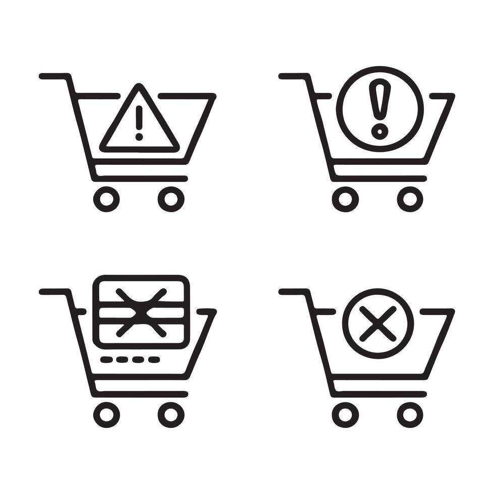Checkout Failed and Payment Error Icons Set vector