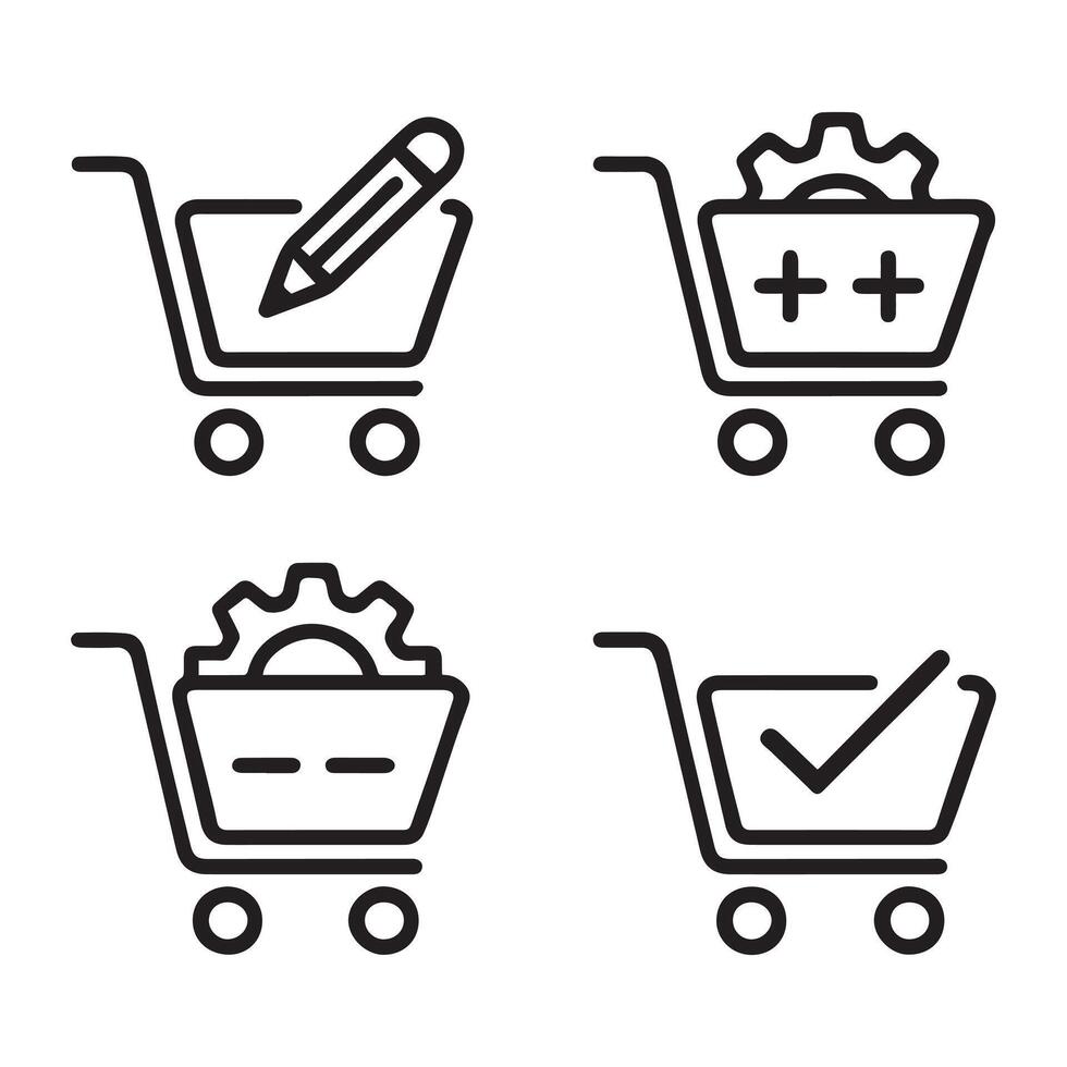 Cart Action Icons for Update and Modify Items vector