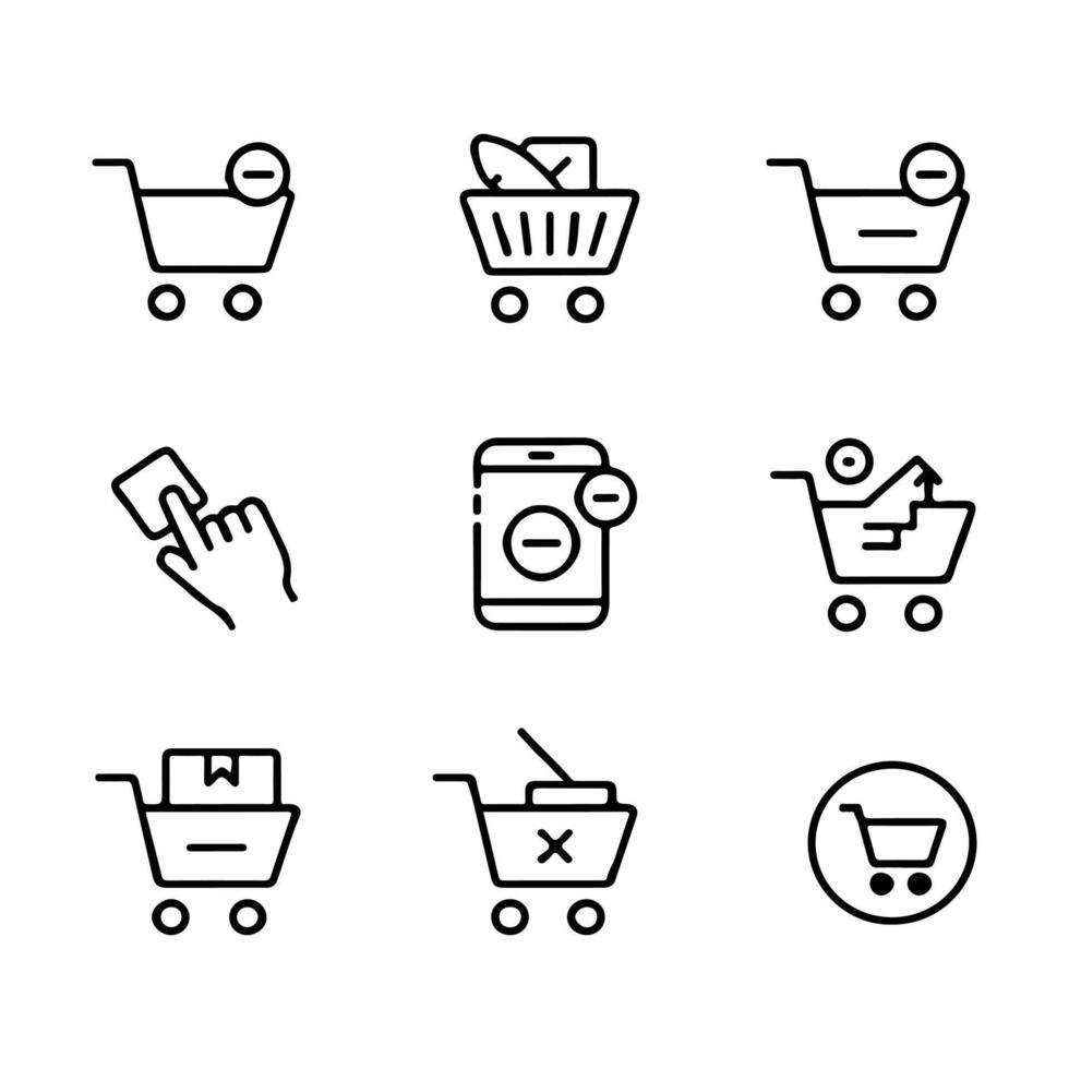 Shopping Cart Action Icons for Item Removal vector
