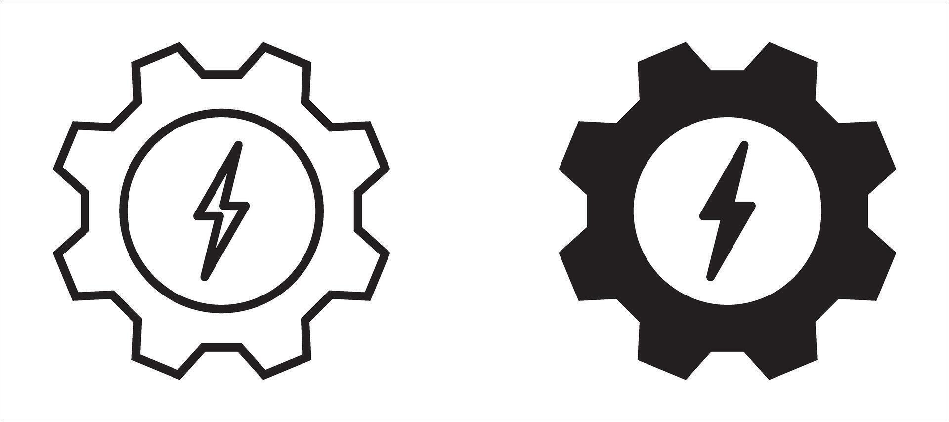 illustration of energy gear icon with lightning, ideal for power, mechanics and technology concepts. Stroke is editable. vector