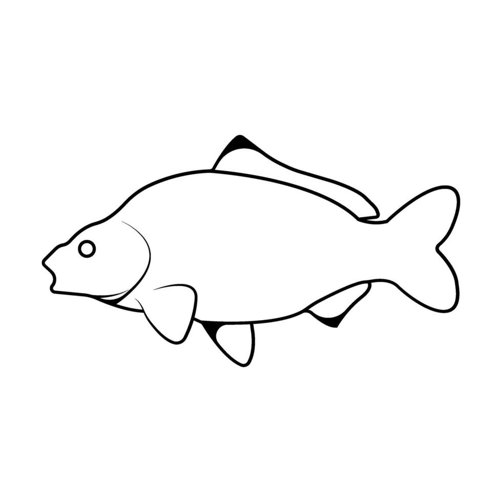 Elegant Carp Fish Icon Illustration. This versatile design features a sleek and detailed representation of a carp fish, perfect for logos, branding, decorative elements, and more. vector