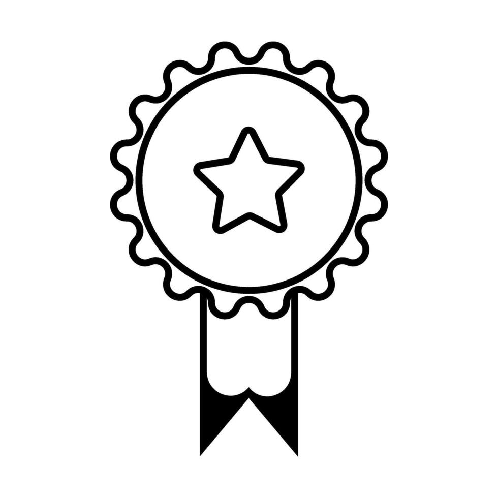 First 1st place gold medal with number 1 and ribbon line art icon for sports apps and websites. vector