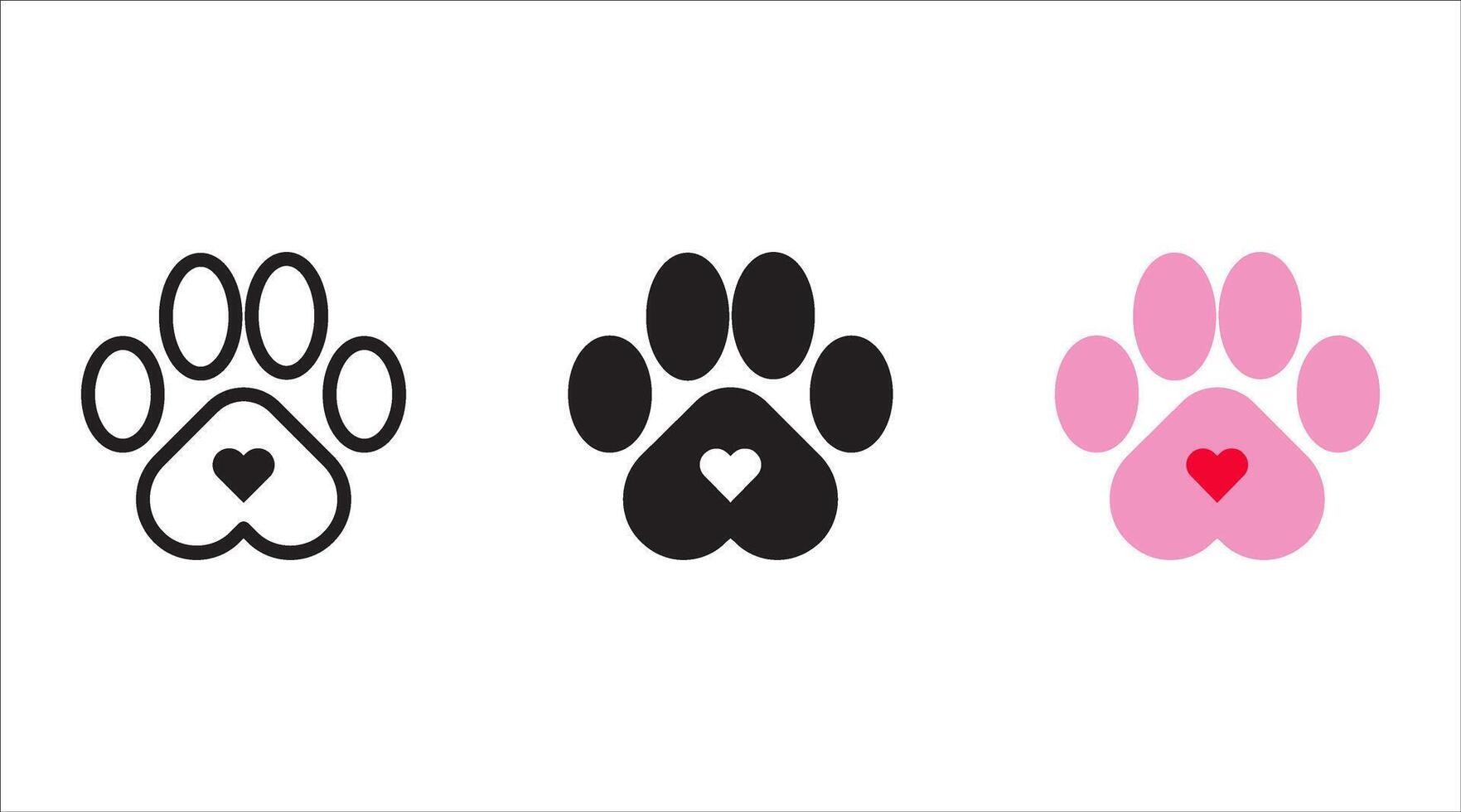 Set cat or dog paw icon Paw icon. Dog, cat paw icon. Zoo, vet logo element. Paw print symbol. illustration. vector
