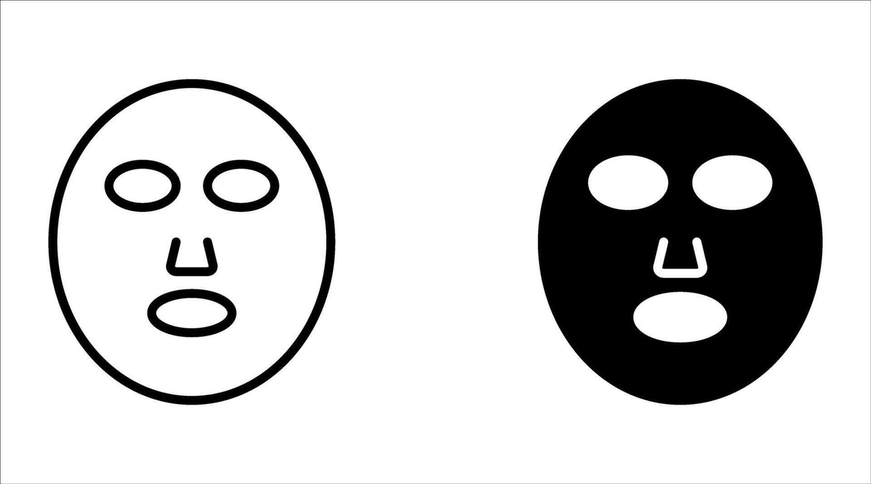 Facial mask icon set flat line style illustration representing skincare and beauty treatment, suitable for wellness, spa, and cosmetic-related projects vector
