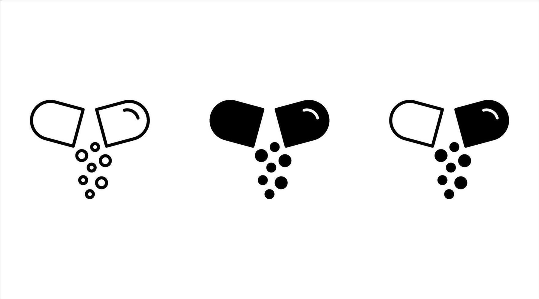 Two parts capsule tablets or pills, cold and flu treatment, outline for coloring book vector