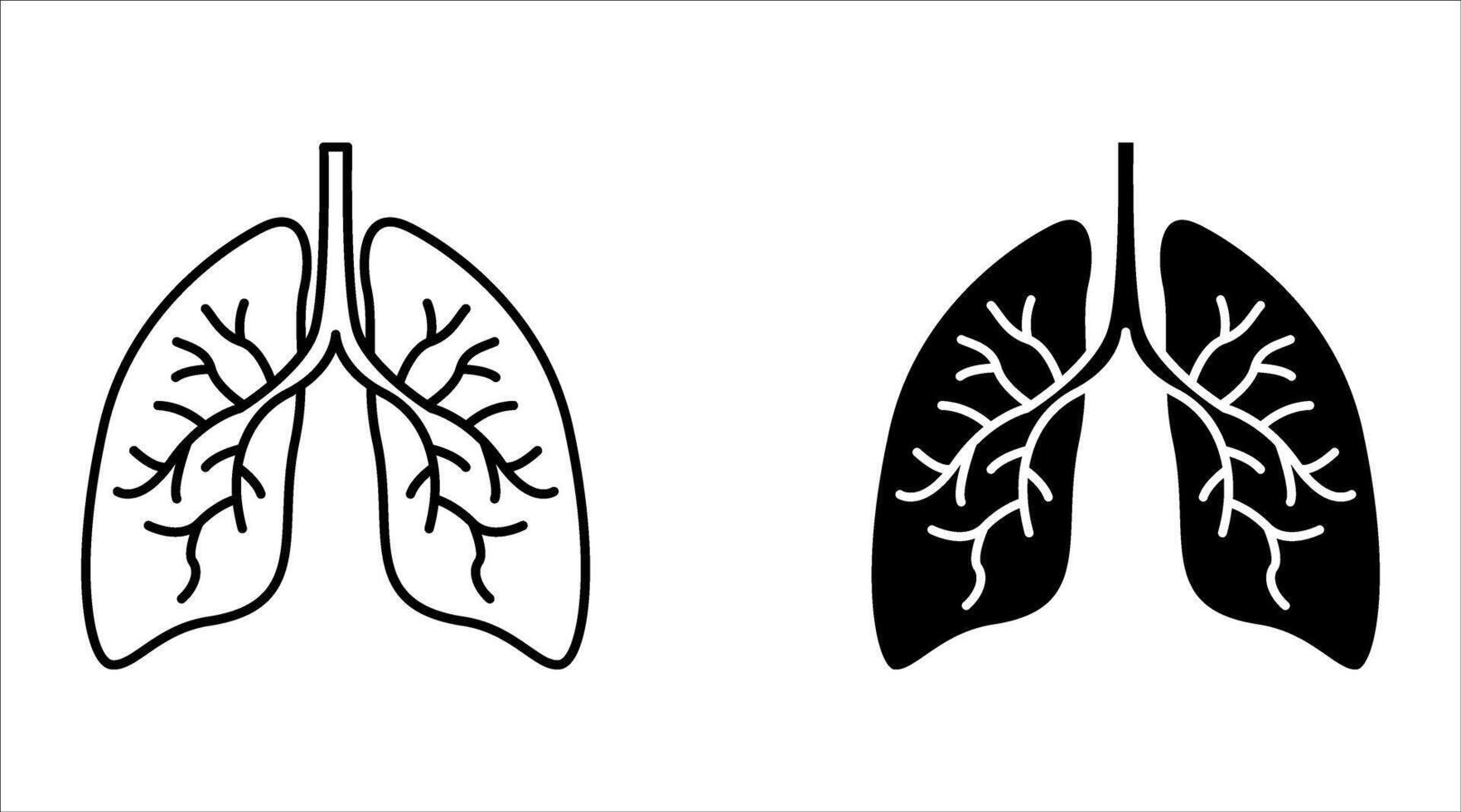 Lungs icon set. Pneumonia disease sign. Respiratory distress symbol. Quality design element. Flat style lungs icon. Editable stroke. vector