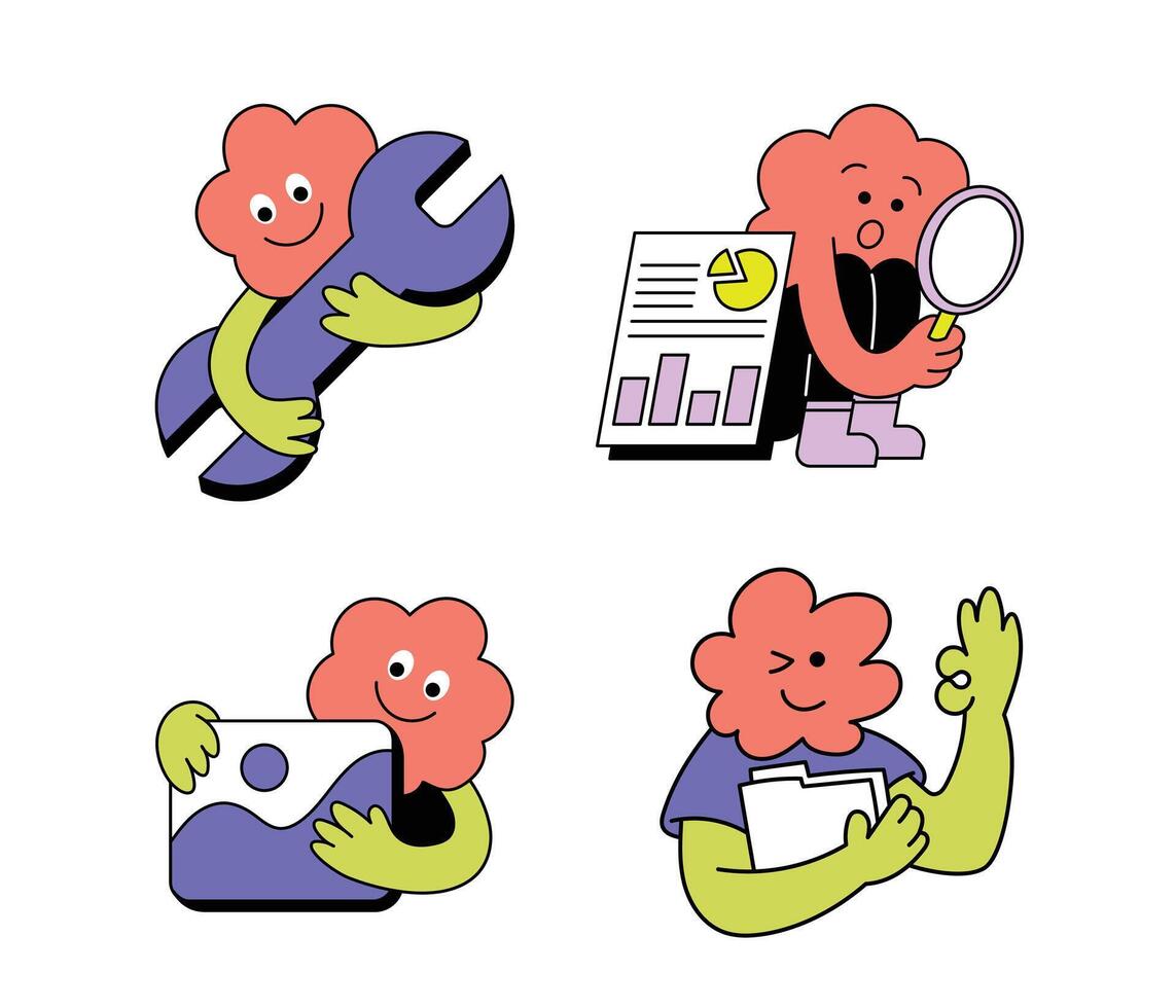 Digital Marketing Business with images of Character with Data Analytics Report Flat illustration vector