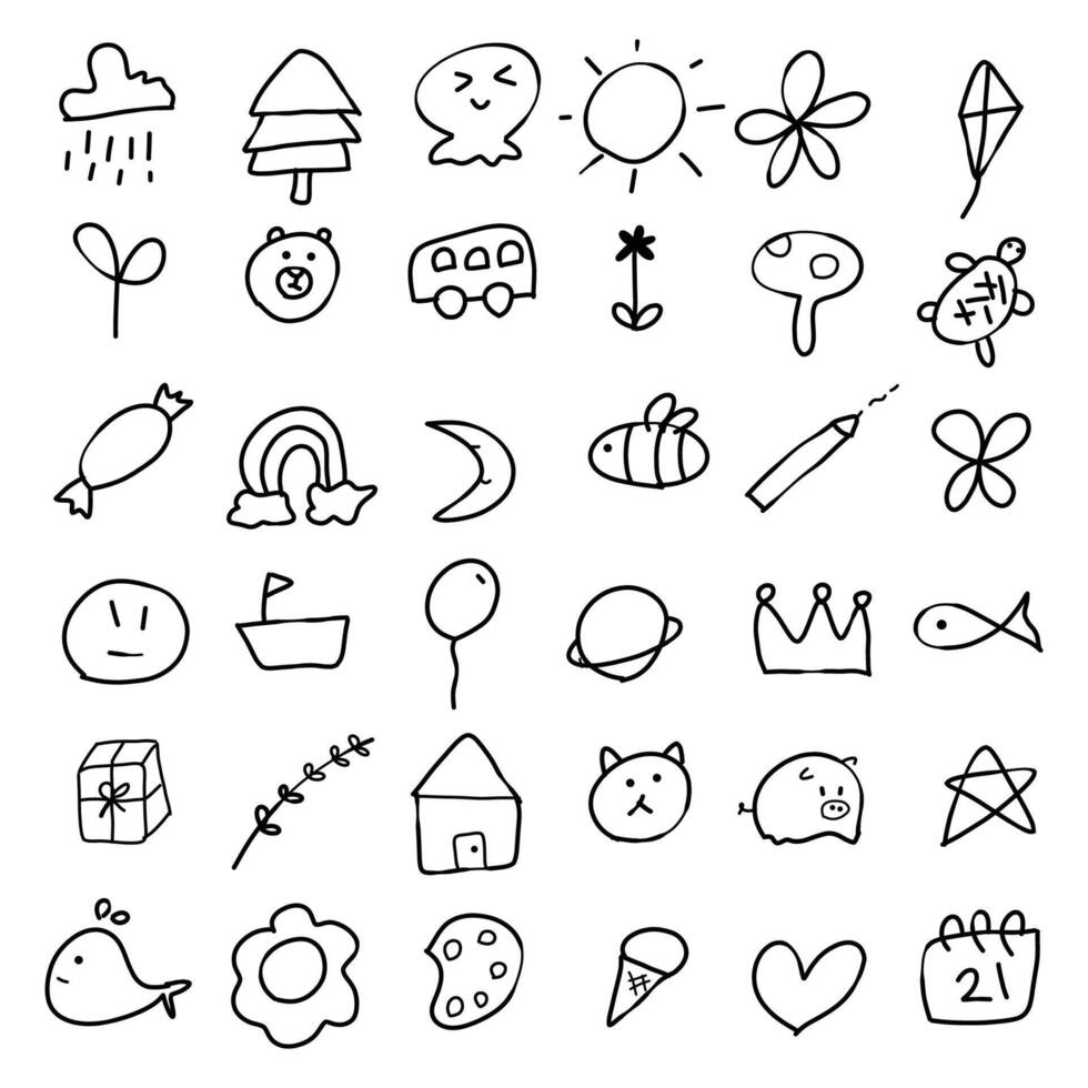 kids scribble drawing cute doodle illustration vector