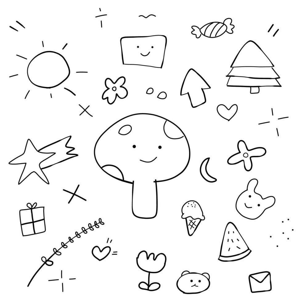 kids drawing simple doodle illustration vector